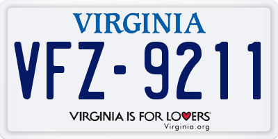 VA license plate VFZ9211