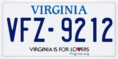 VA license plate VFZ9212