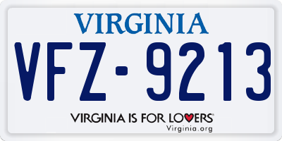 VA license plate VFZ9213