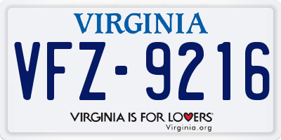 VA license plate VFZ9216