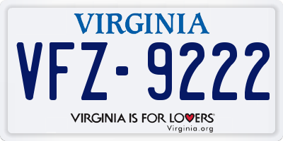VA license plate VFZ9222