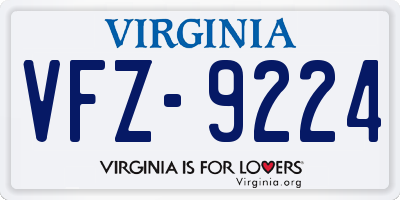 VA license plate VFZ9224