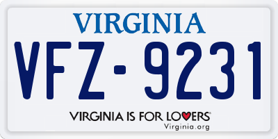 VA license plate VFZ9231