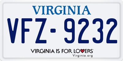 VA license plate VFZ9232