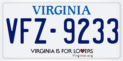 VA license plate VFZ9233