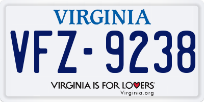 VA license plate VFZ9238