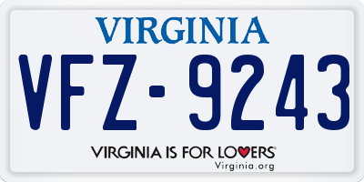 VA license plate VFZ9243