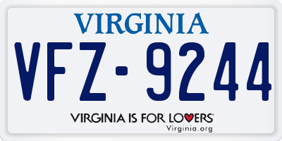 VA license plate VFZ9244