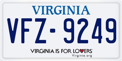 VA license plate VFZ9249