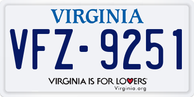 VA license plate VFZ9251
