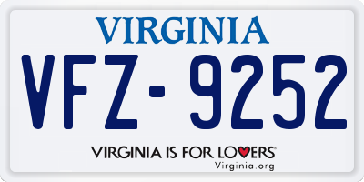 VA license plate VFZ9252