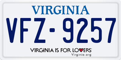 VA license plate VFZ9257