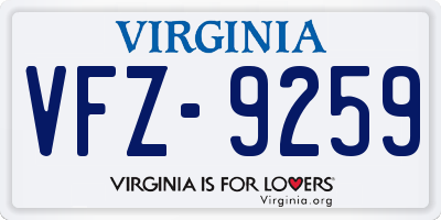VA license plate VFZ9259