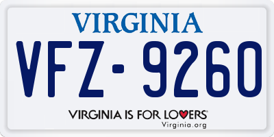 VA license plate VFZ9260