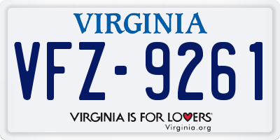 VA license plate VFZ9261