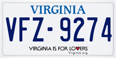 VA license plate VFZ9274