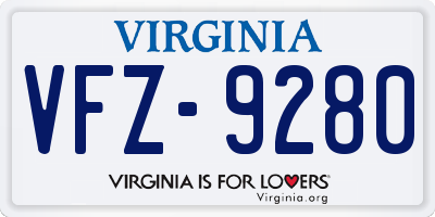 VA license plate VFZ9280