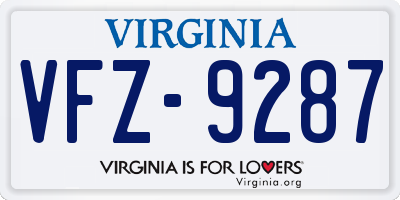VA license plate VFZ9287