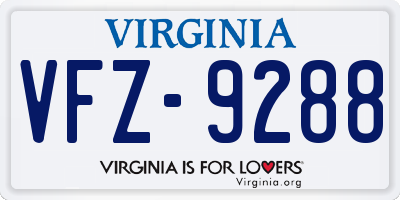 VA license plate VFZ9288