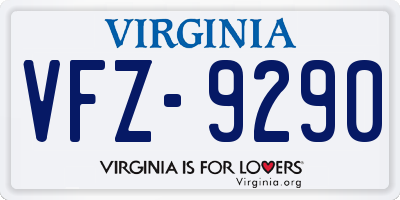 VA license plate VFZ9290