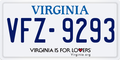 VA license plate VFZ9293