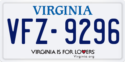 VA license plate VFZ9296