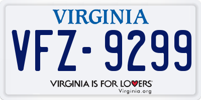 VA license plate VFZ9299