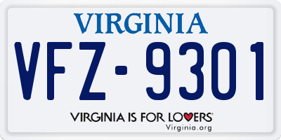 VA license plate VFZ9301
