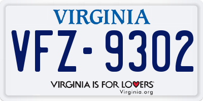 VA license plate VFZ9302