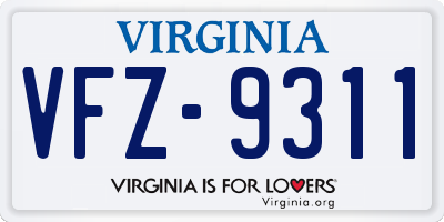 VA license plate VFZ9311