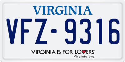 VA license plate VFZ9316