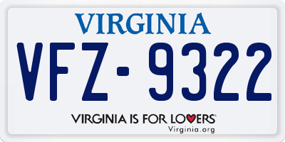 VA license plate VFZ9322