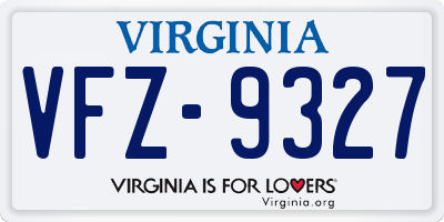 VA license plate VFZ9327