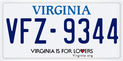 VA license plate VFZ9344