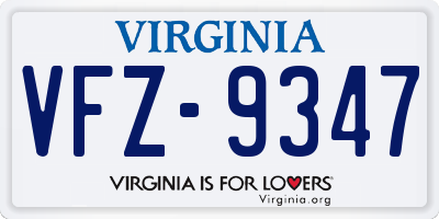 VA license plate VFZ9347