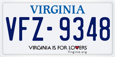 VA license plate VFZ9348