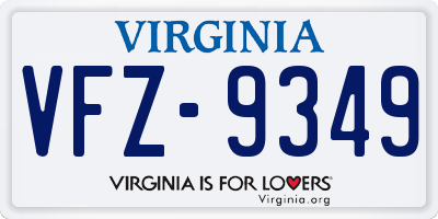 VA license plate VFZ9349