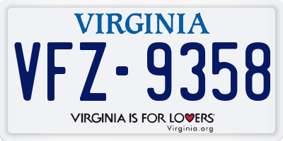 VA license plate VFZ9358