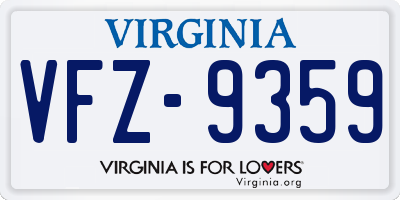VA license plate VFZ9359