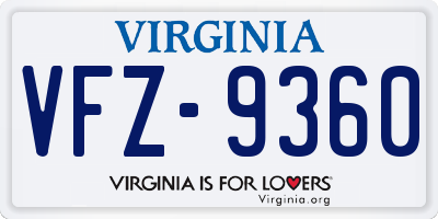 VA license plate VFZ9360