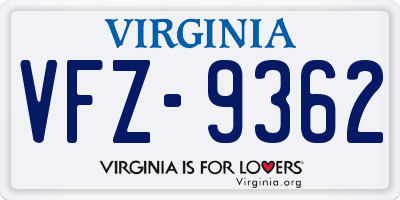 VA license plate VFZ9362