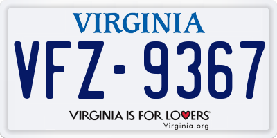 VA license plate VFZ9367