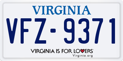 VA license plate VFZ9371