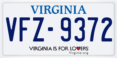 VA license plate VFZ9372