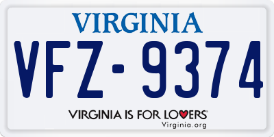 VA license plate VFZ9374