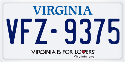 VA license plate VFZ9375
