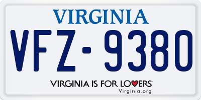 VA license plate VFZ9380