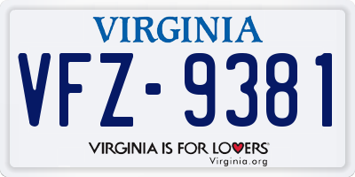 VA license plate VFZ9381