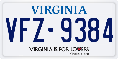 VA license plate VFZ9384