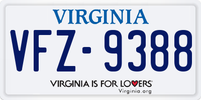 VA license plate VFZ9388